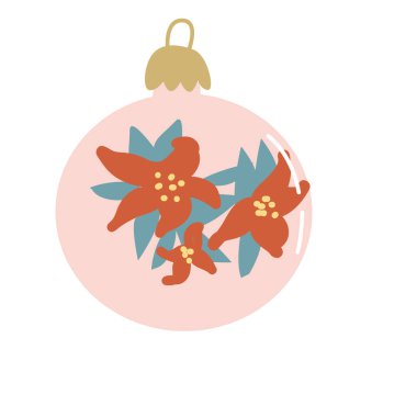 Şirin Xmas mücevheri ya da eski model oyuncak vektör illüstrasyonu. Düz dizayn, el çizimi tarzı. Xmas dekorasyonu. İyi bayramlar..