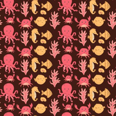 Ahtapot, yengeç ve deniz atlarıyla renkli deniz canlıları..