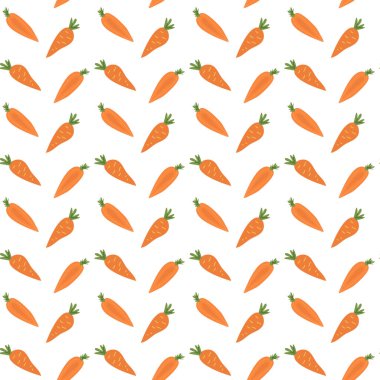 Beyaz arka planda turuncu havuç desenli kusursuz havuç deseni.