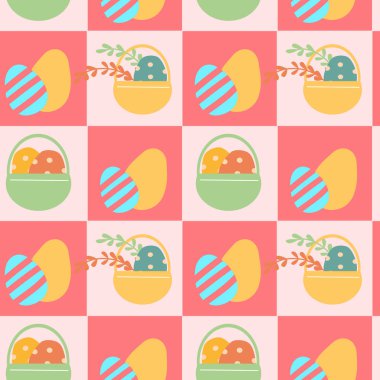 Festival dekorasyonu ve tasarımı için renkli geometrik paskalya deseni.