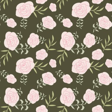 Yeşil yapraklı, zeytinli, pürüzsüz pembe güller..