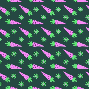 Bayram tasarımı için canlı paskalya havucu ve çiçek deseni.