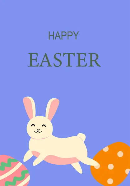 Mutlu Paskalya kutlamaları neşeli tavşan ve dekoratif yumurtalar.
