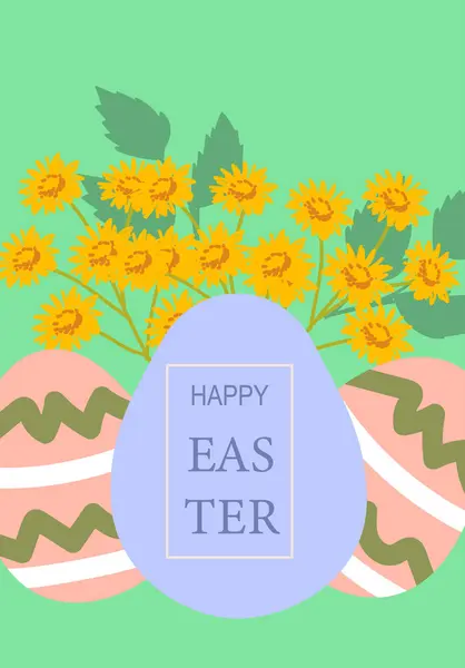 Renkli yumurta ve çiçekli Mutlu Paskalya posteri tasarımı.