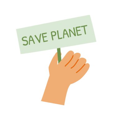 Çevresel farkındalık ve koruma mesajı için gezegeni kurtar işareti.