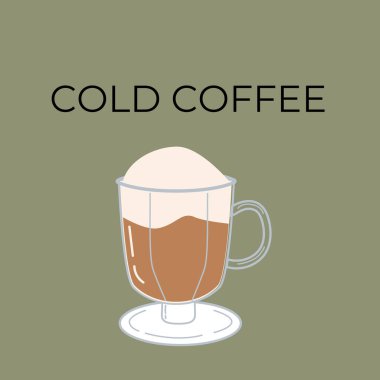 Kahve satışı etiketi ya da pankart kare şablonu. Retro tasarım, düz çizim. Yeşil arka planda kahve fincanı.