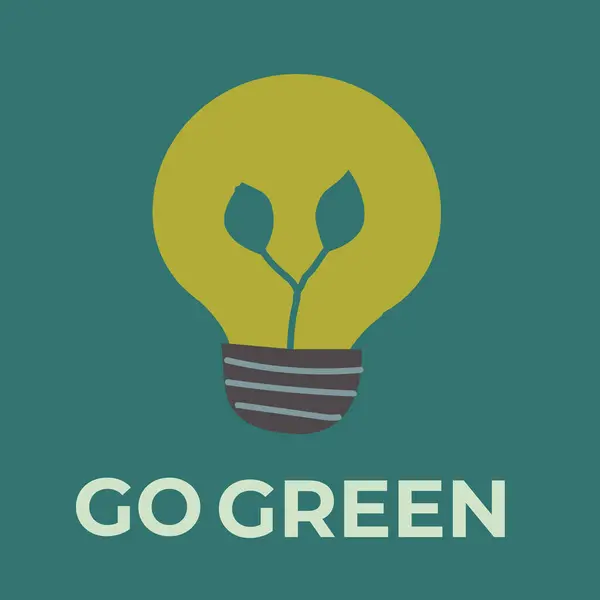 Bitki simgeli çevre dostu ampul ve deniz mavisi arkaplanına yeşil ileti gönder.