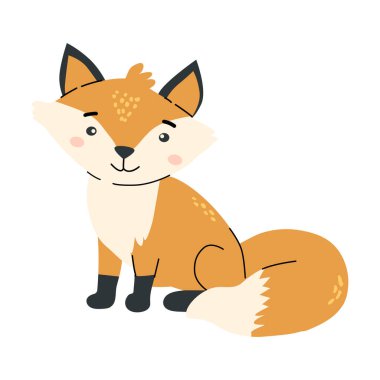 Çocuk kitapları ve hayvan temalı tasarımlar için şirin orman tilkisi illüstrasyonu.