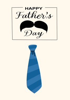 Babalar Günü tebrik kartı tasarımı. Kutlama için bıyıklı ve kravatlı..