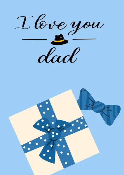 Babalar günü hediye kartı tasarımı, şapka ve papyon grafikleriyle..