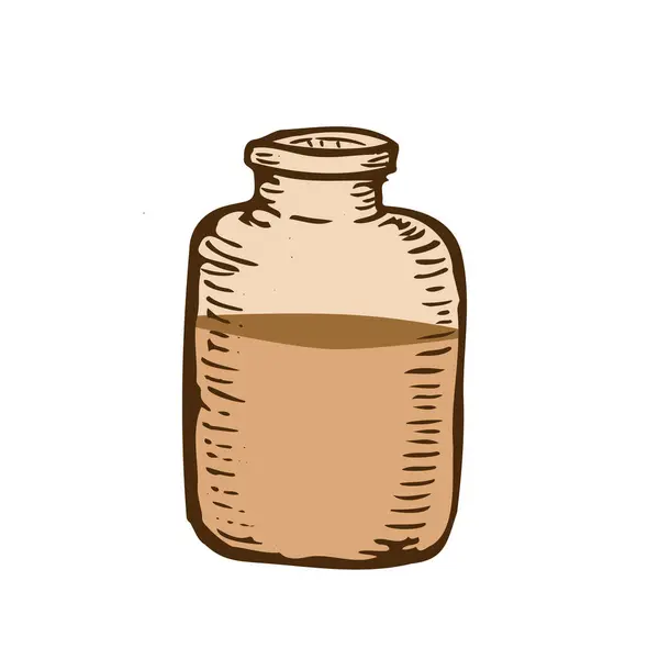 Petrol şişesinin vektör illüstrasyonu. Parfüm şişesi. Mürekkeple çizilmiş el çizimi.