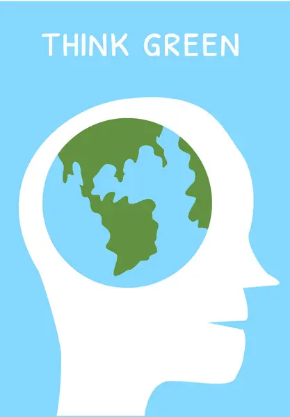 Yeşil düşünün: zihin silueti içindeki dünya çevresel farkındalığa ilham veriyor.