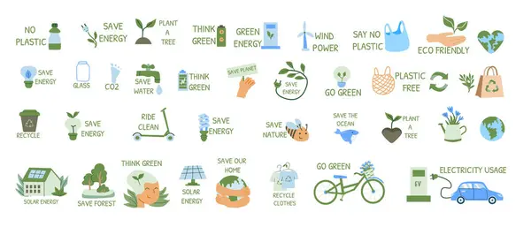 Çevre dostu simgeler sürdürülebilirliği ve yeşil yaşam girişimlerini destekliyor.