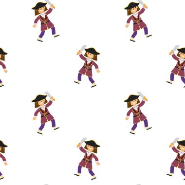 Çizgi film korsanlarının kusursuz desenli beyaz arka planda palabıyıkları var..