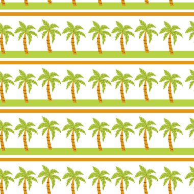 Çizgili arka planı olan kusursuz tropikal palmiye ağacı deseni.