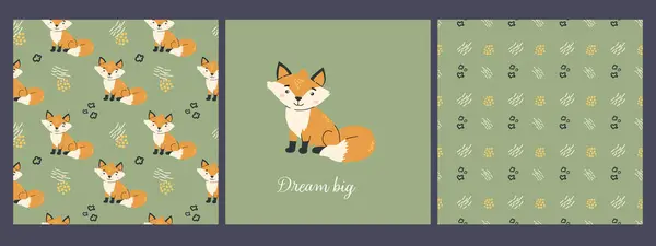 Yaratıcı tasarım projeleri için tilkilerin olduğu sevimli orman hayvan desenleri..