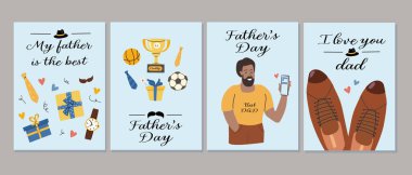 Babalar günü kartlarının spor ve hediye temalı tasarımları babamı kutlamak için..