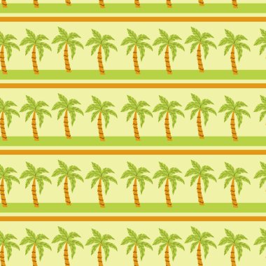 Yeşil ve sarı çizgilerde kusursuz tropikal palmiye deseni.