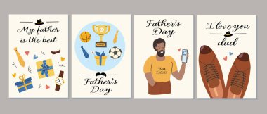 Babalar günü temalı kart koleksiyonunda spor, hediyeler ve sevgi dolu mesajlar var..