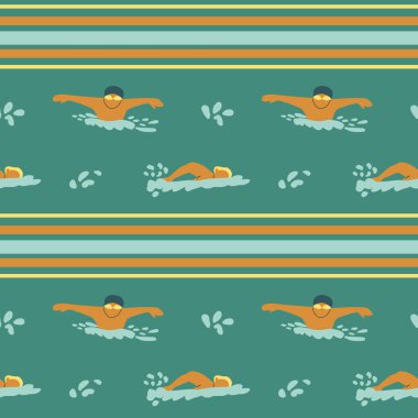 Suda çizgili erkek yüzücülerin kusursuz desenleri..