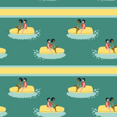 Su boruları üzerinde, sarı ve mavi renkli çocukların çeşitli şablonları.