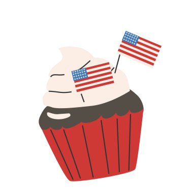 Amerikan bayraklarıyla süslenmiş 4 Temmuz keki..