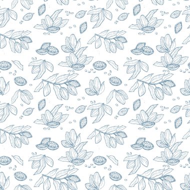 Yaratıcı tasarım projeleri için kakao çekirdekleri desenli taslaklar.