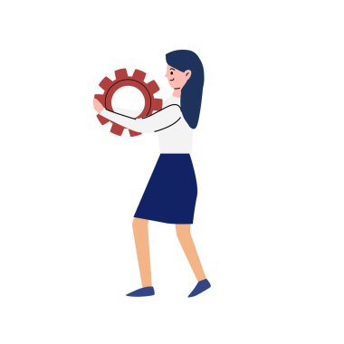 Kişi teçhizat. Düz vektör çizimi süreci, yapılandırmayı, takım çalışmasını, teknolojiyi, sistem kurulumunu veya iş geliştirmeyi sembolize eder.