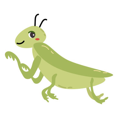 Antenli sevimli gülümseyen çizgi film çekirgesi..