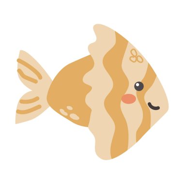 Dalgalı çizgileri ve gülen yüzlü sevimli kelebek balığı..