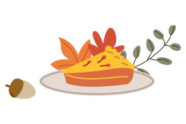 Sonbahar temalı, balkabağı dilimli ve mevsimlik dekorasyonlu tatlı çizimleri..