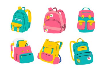 Çocuklar için renkli sırt çantaları, sırt çantaları ve okul çantaları. Kitaplar, malzemeler ve maceralar için mükemmel. Çocuk okulu ve seyahat için tasarlanmış şık sırt çantaları, sırt çantaları ve kitap çantaları.