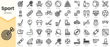 Simple Outline Set of sport icons. Linear style icons pack. Vector illustration