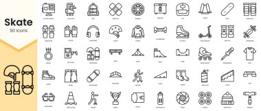 Simple Outline Set of skate icons. Linear style icons pack. Vector illustration