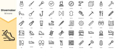 Simple Outline Set of shoemaker icons. Linear style icons pack. Vector illustration