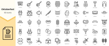 Simple Outline Set of oktoberfest icons. Linear style icons pack. Vector illustration