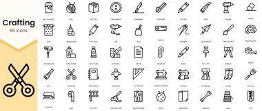 Simple Outline Set of crafting icons. Linear style icons pack. Vector illustration