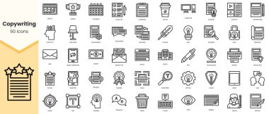 Simple Outline Set of copywriting icons. Linear style icons pack. Vector illustration