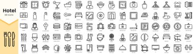 Set of hotel Icons. Simple Outline style icons pack. Vector illustration
