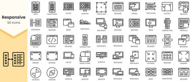 Set of responsive Icons. Simple Outline style icons pack. Vector illustration