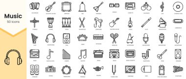 Set of music Icons. Simple Outline style icons pack. Vector illustration