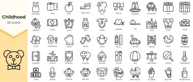 Set of childhood Icons. Simple Outline style icons pack. Vector illustration
