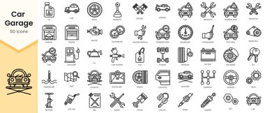 Set of car-garage Icons. Simple Outline style icons pack. Vector illustration