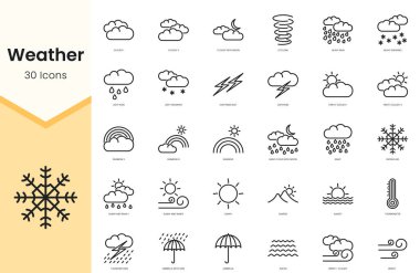 Set of Weather icons. Simple line art style icons pack. Vector illustration
