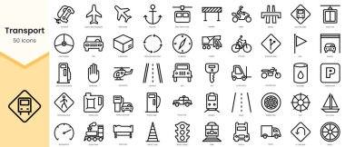 Set of transport icons. Simple line art style icons pack. Vector illustration