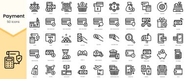 Set of payment icons. Simple line art style icons pack. Vector illustration