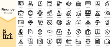 Set of finance icons. Simple line art style icons pack. Vector illustration