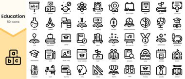 Set of education icons. Simple line art style icons pack. Vector illustration