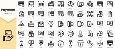 Set of payment icons. Simple line art style icons pack. Vector illustration
