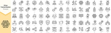 Set of virus transmission icons. Simple line art style icons pack. Vector illustration